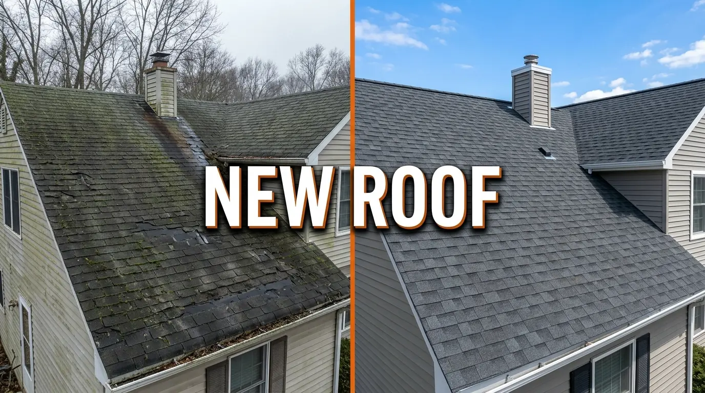 Worn shingles signaling a roof replacement in New Jersey