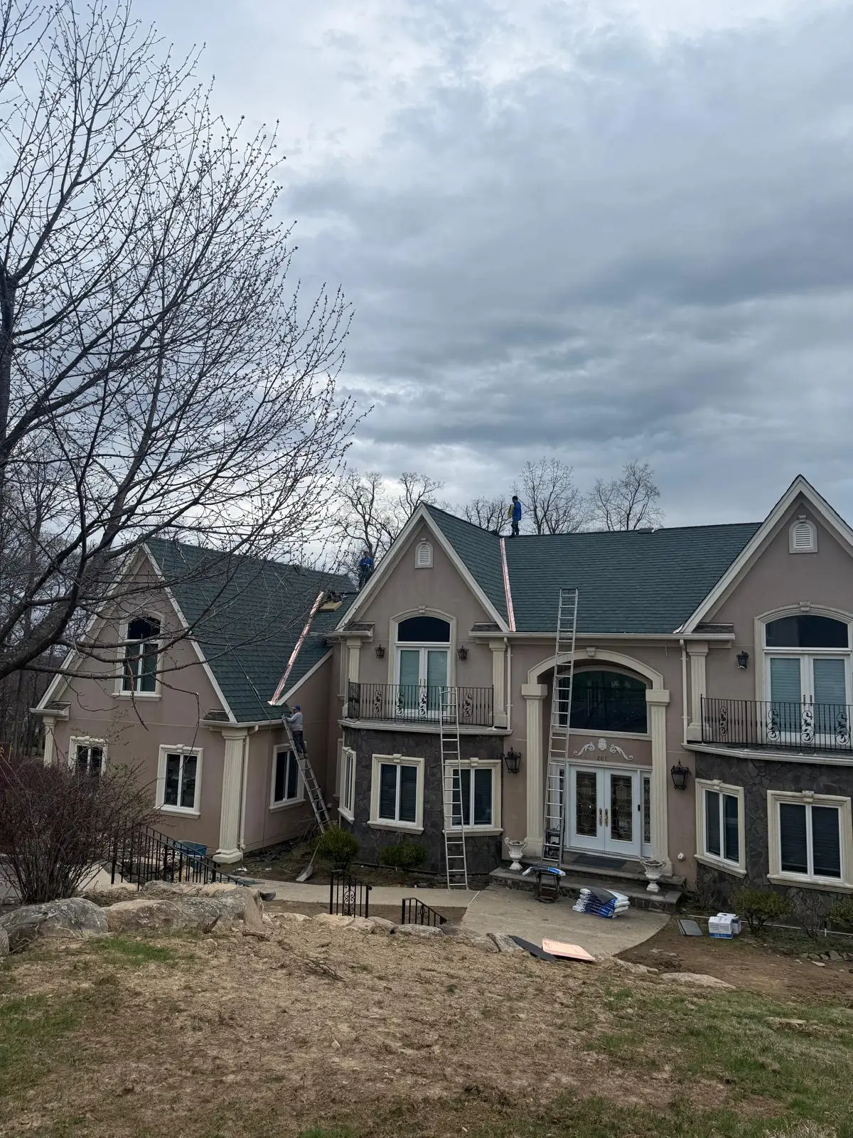 Roofing project in New Jersey — ridge and flashing detail